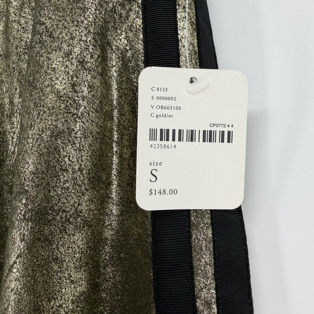 NEW Free People Vegan Leather Metallic Gold Wide Leg Track Pants Size SMALL - Picture 5 of 8